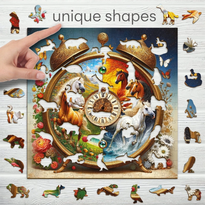 Puzzle din lemn Ceas cu cai 250 de piese