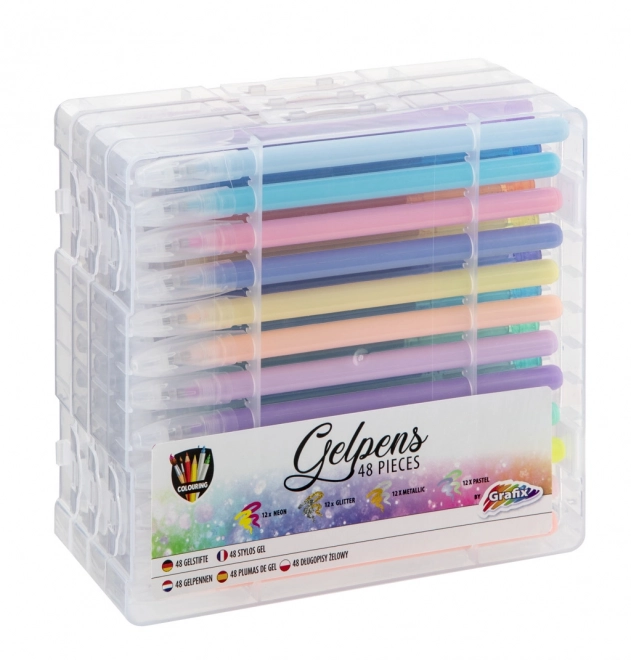 Set de stilouri cu gel în cutie de plastic