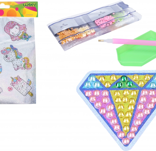 Set creativ abțibilduri diamant cu pietricele MIX
