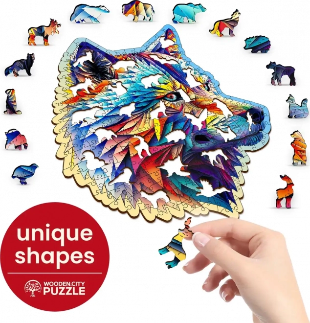 Puzzle din lemn nobil lup 250 piese