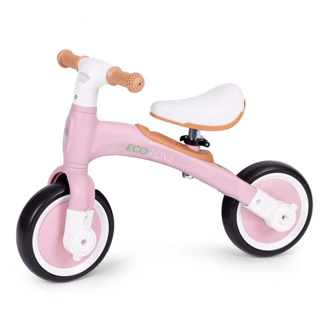 Bicicletă de echilibru 3 în 1 cu pedale și roți roz ECOTOYS