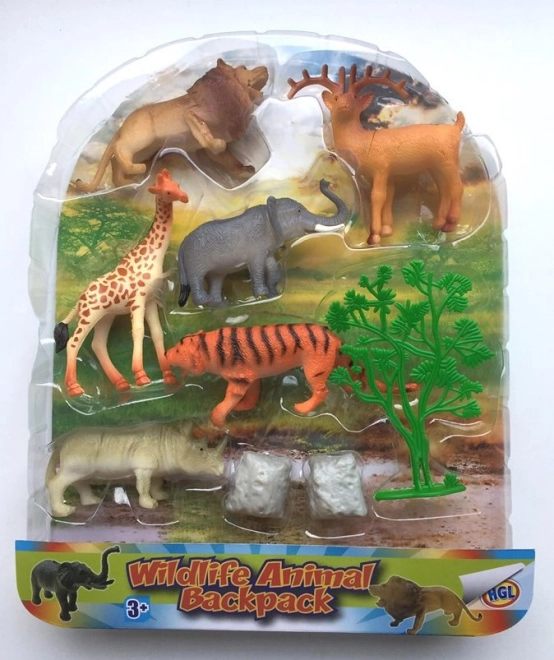 Set 6 figurine animale sălbatice în rucsac