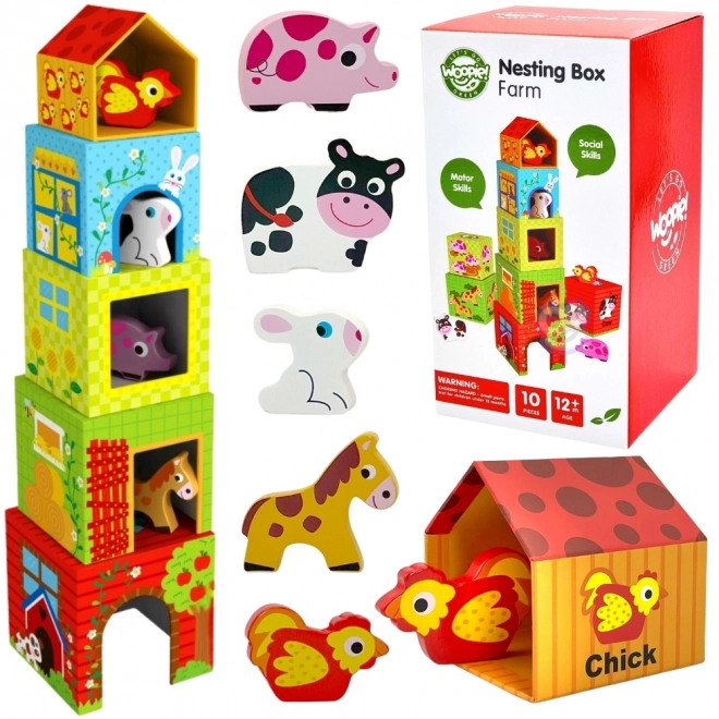 Puzzle cuburi fermă Woopie Green