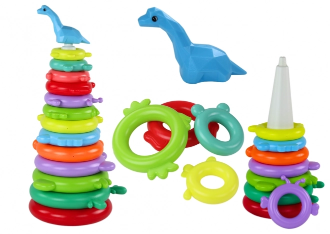 Jucărie piramidă colorată cu girafă