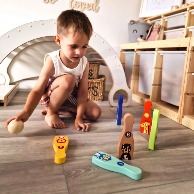 Set de bowling din lemn pentru copii Tooky Toy