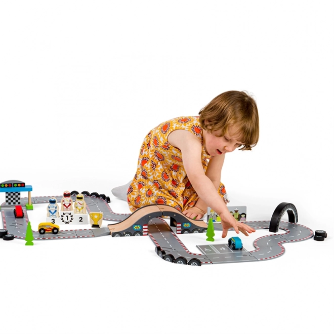 Circuit din lemn pentru ziua cursei Bigjigs Rail