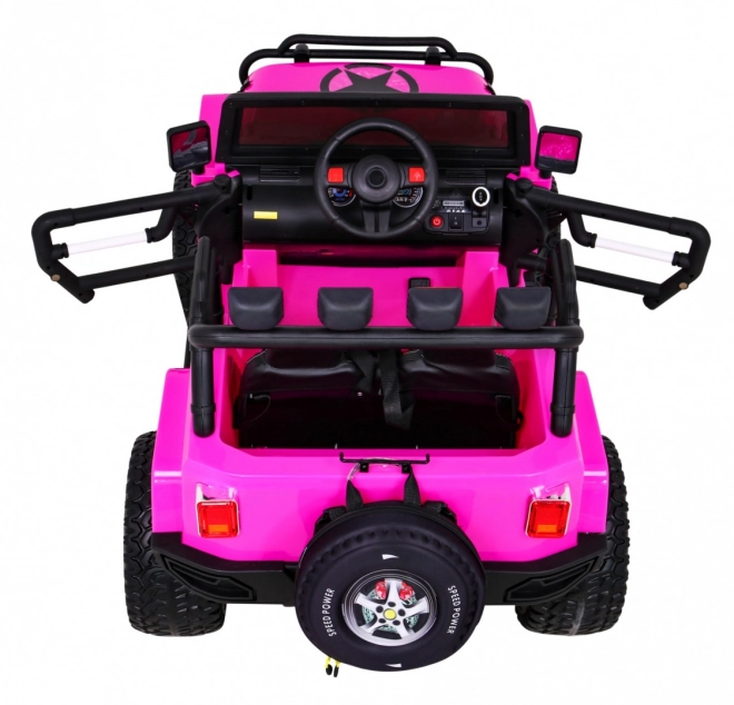 Mașină de teren Monster 4x4 jeep pentru copii Roz + Telecomandă + Reglare scaun + Pornire lentă + MP3 LED + Suport bagaje + Rucsac