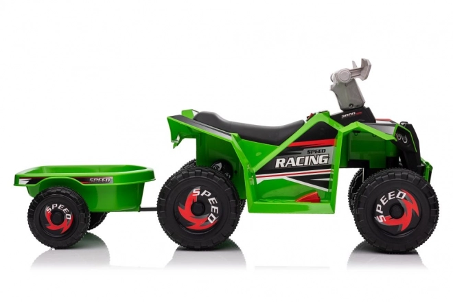 Quad electric verde cu remorcă