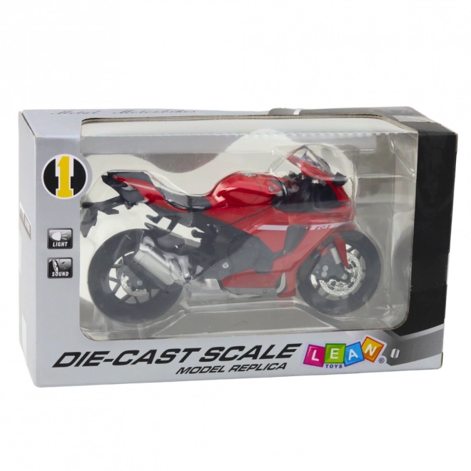 Motocicletă sport metalică Roșie R1 1:12