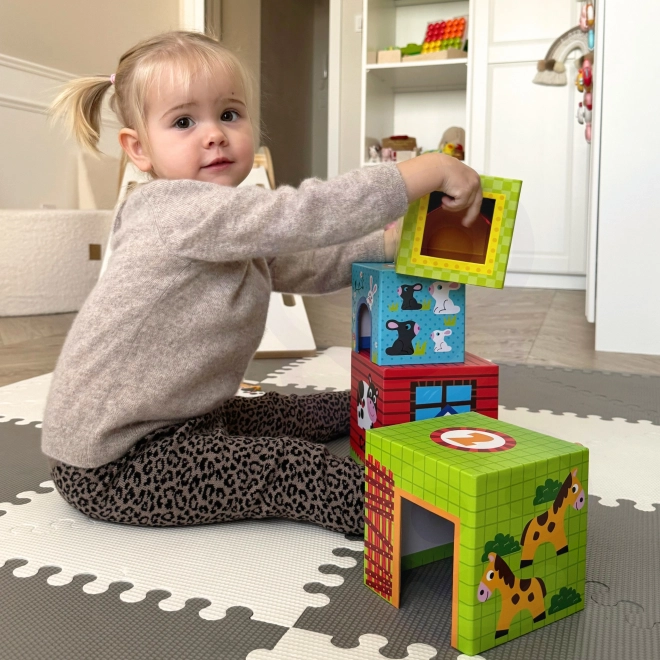 Puzzle cuburi fermă Woopie Green