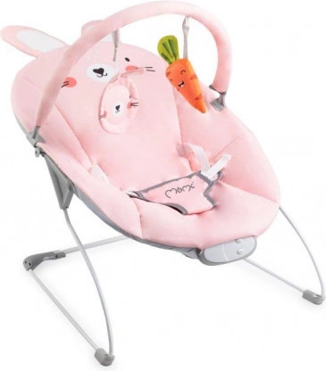 Șezlong cu vibrații și melodii MoMi GLOSSY iepuraș roz