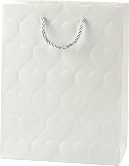 Pungă de cadou elegantă cu inimioare în relief 23 x 18 x 10,5 cm