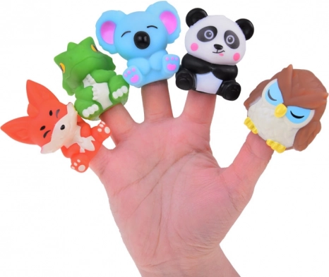 Mănuși de deget din cauciuc ZOO animale - set de 5 figurine