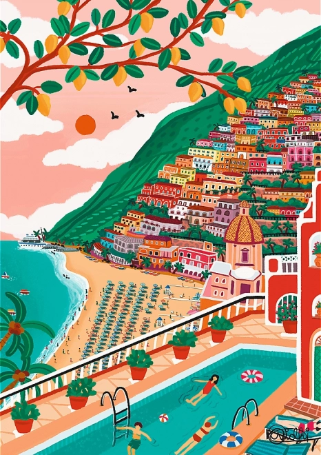 Puzzle Premium Plus Arta culorilor: Positano, Italia 1000 piese