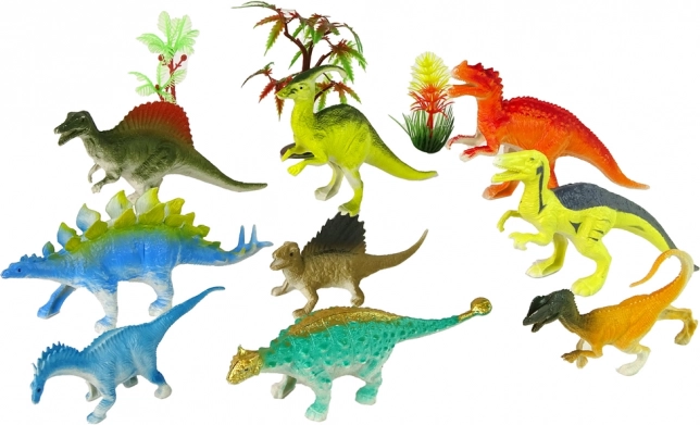 9 dinozauri diferiți în culori vii