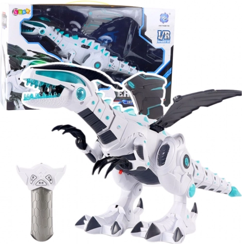 RC robot dinozaur cu telecomandă cu lumini și sunete – alb