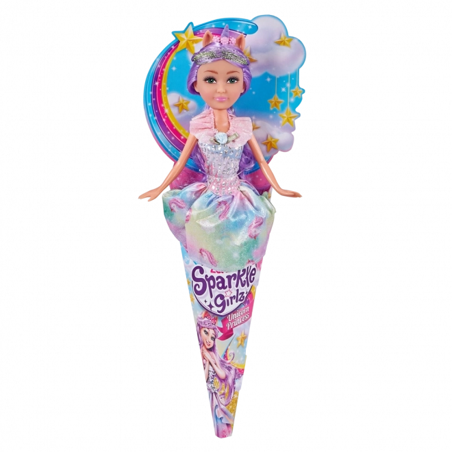 Păpușă zână unicorn Sparkle Girlz în con