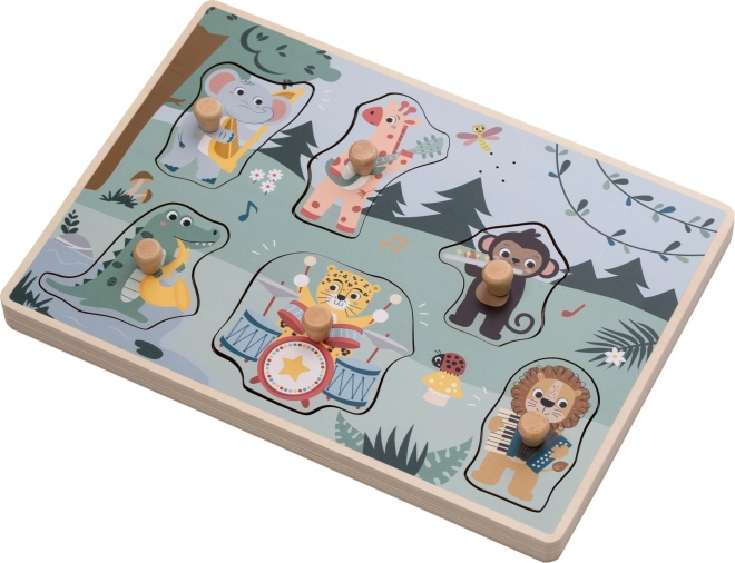 Puzzle din lemn cu sunete Animale din junglă