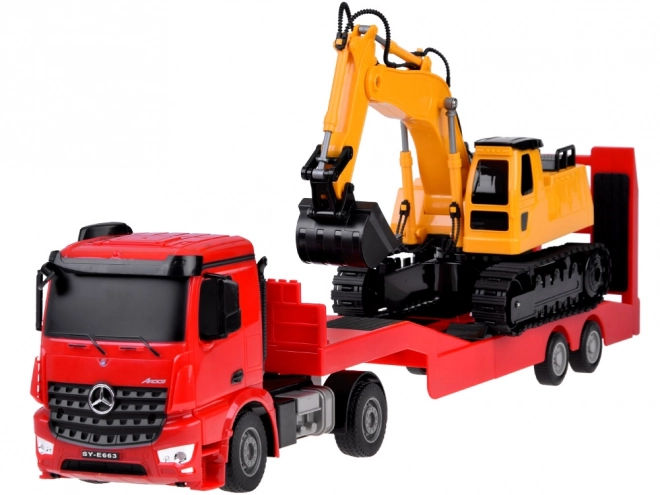 Set complet camion și excavator Mercedes telecomandat în scala 1:26