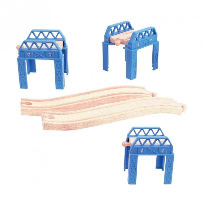 Set de construcție pod Bigjigs Rail din lemn