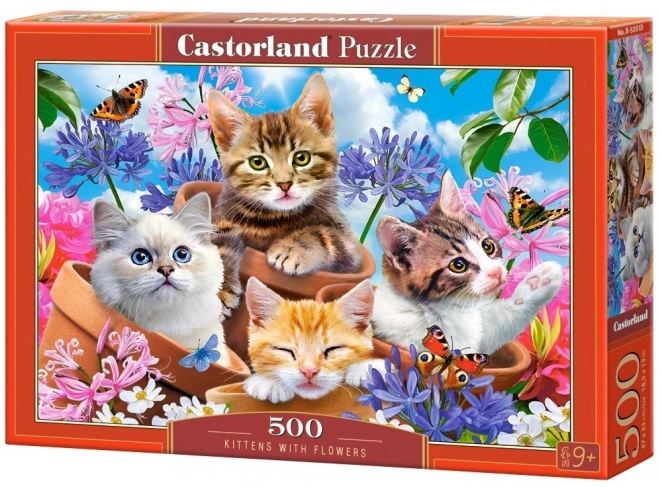 Puzzle 500 piese pisicuțe cu flori