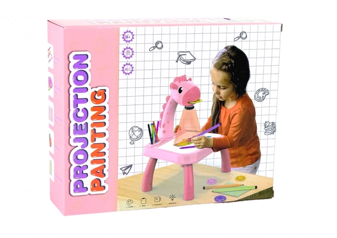 Masa de desen cu proiector dinosaur roz