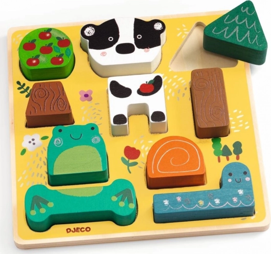 Djeco Puzz & Match Happy Animăluțe puzzle din lemn pentru cei mici