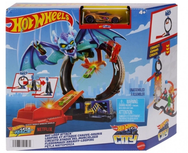 Set tematic cu buclă pentru mașini Hot Wheels Pista Liliacul Întunecat