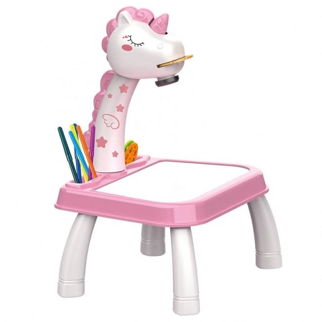 Proiector unicorn pentru desen și măsuță roz