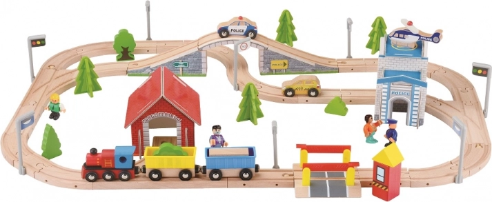 cale ferată din lemn cu 80 de piese 2Kids Toys