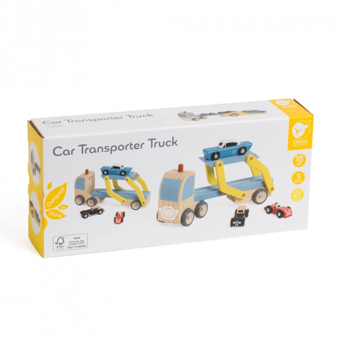 Transportator auto din lemn cu 4 vehicule - Classic World