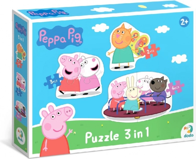 Puzzle DODO Peppa Pig: Prieteni 3 în 1