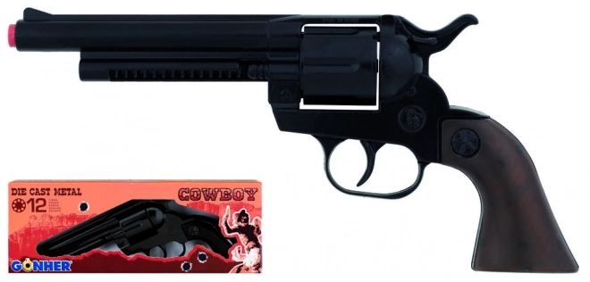 Revolver cowboy metalic negru 12 focuri