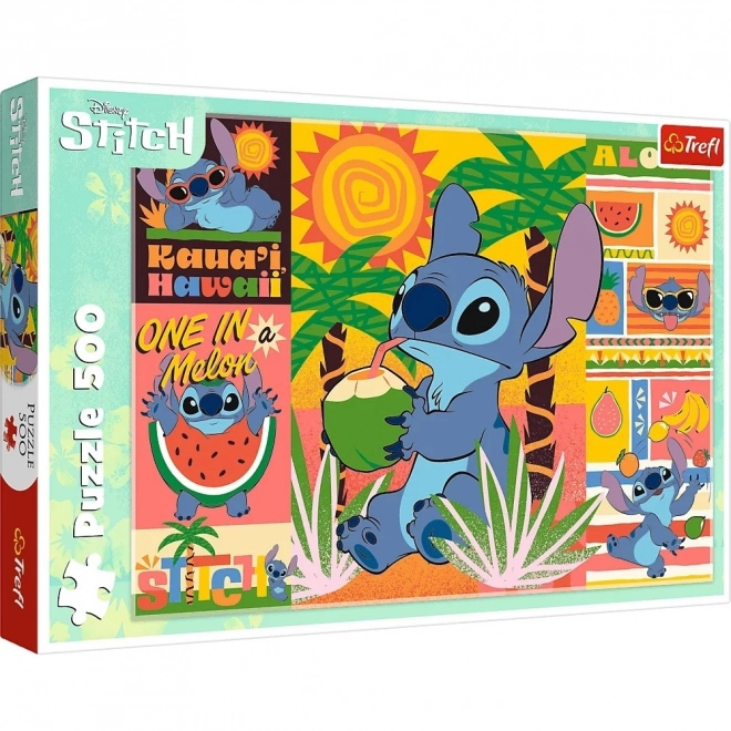 Puzzle 500 piese Vacanța cu Stitch - Lilo și Stitch