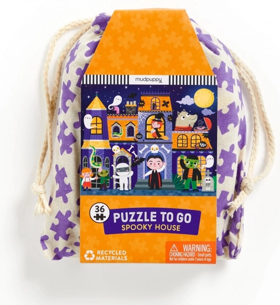 Puzzle Casa Bântuită de la Mudpuppy într-un săculeț din material textil