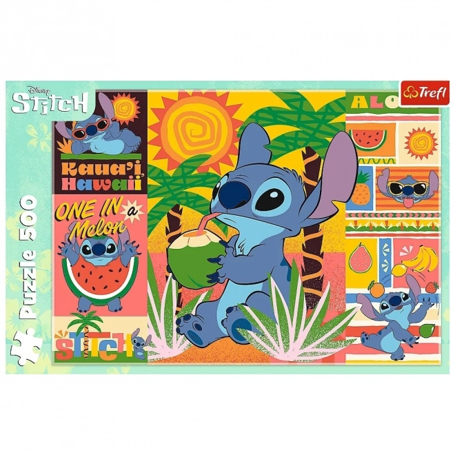 Puzzle 500 piese Vacanța cu Stitch - Lilo și Stitch