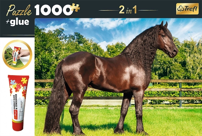 Puzzle TREFL 2 în 1 Friskys Horse 1000 piese cu lipici