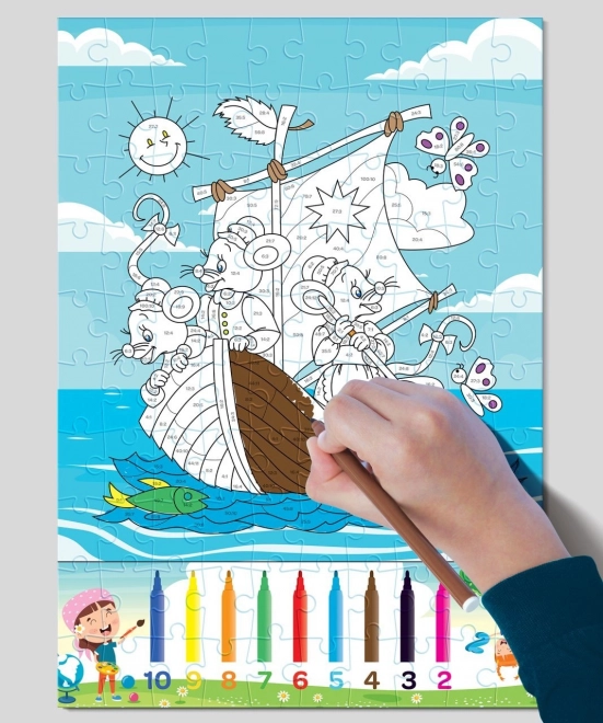 Puzzle colorat împărțire - 100 piese