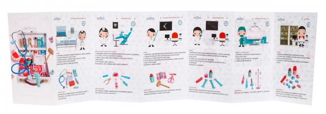 Set medical din lemn pentru copii 3+ cu 30 de accesorii și cărți educative incluse