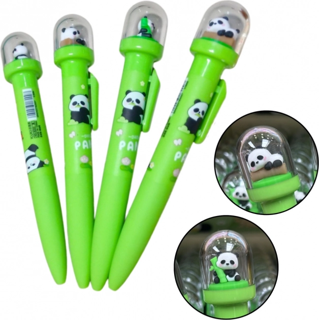 Stilou cu gel cu Panda în dome, cerneală albastră 0,5 mm