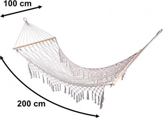 Hamac de grădină Boho cu franjuri gri 200 cm