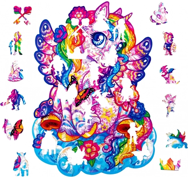 Puzzle din lemn colorate - Unicorn de basm