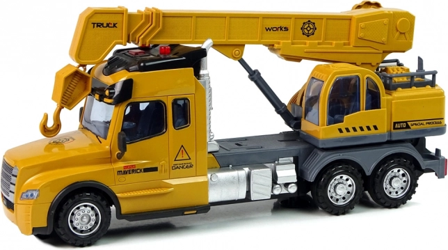Camion galben telecomandat cu macara și sunete