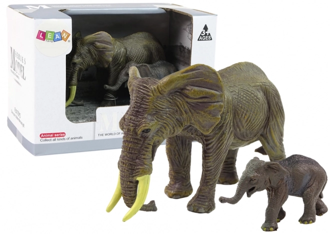 Set figurine elefanți mare și pui din seria Animale din Lume