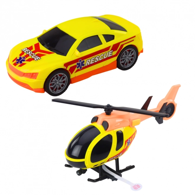 Set de salvare cu elicopter și mașini
