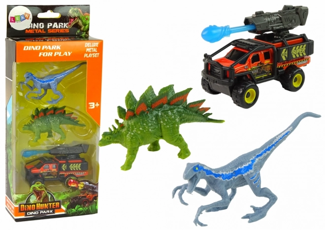 Set figurine dinozauri cu mașină și rachetă