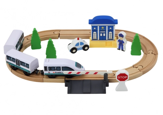 Set de cale ferată din lemn cu tren și accesorii 3.2m