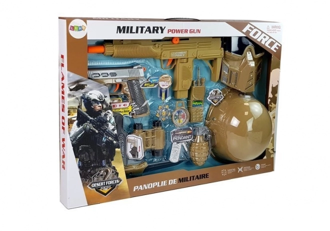 Set de jucării militare cu pistol, mască și cască
