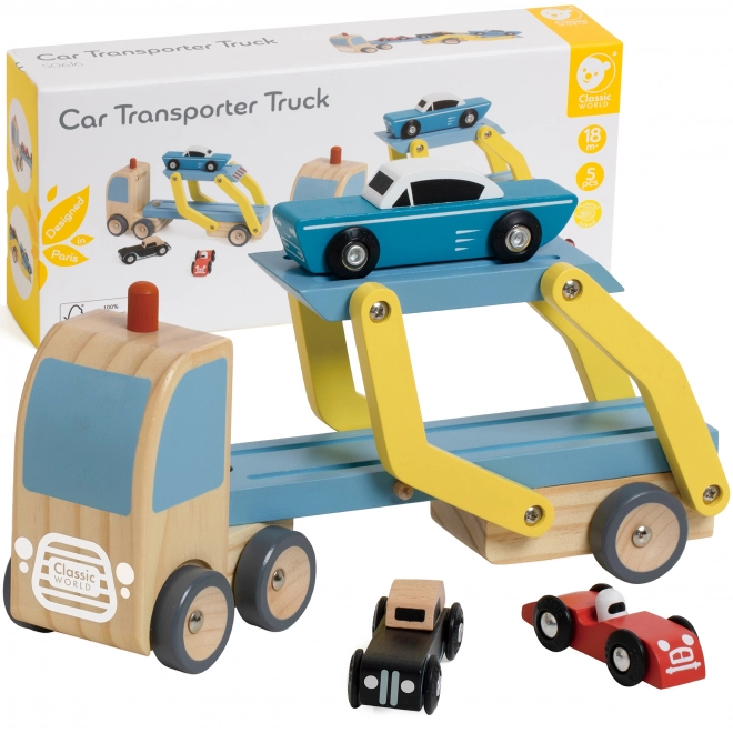 Transportator auto din lemn cu 4 vehicule - Classic World