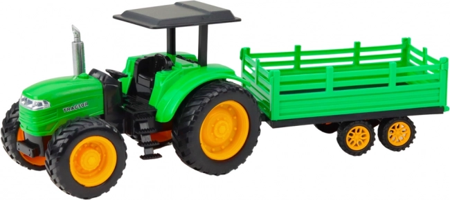 Tractor fermier verde teleghidat cu remorcă